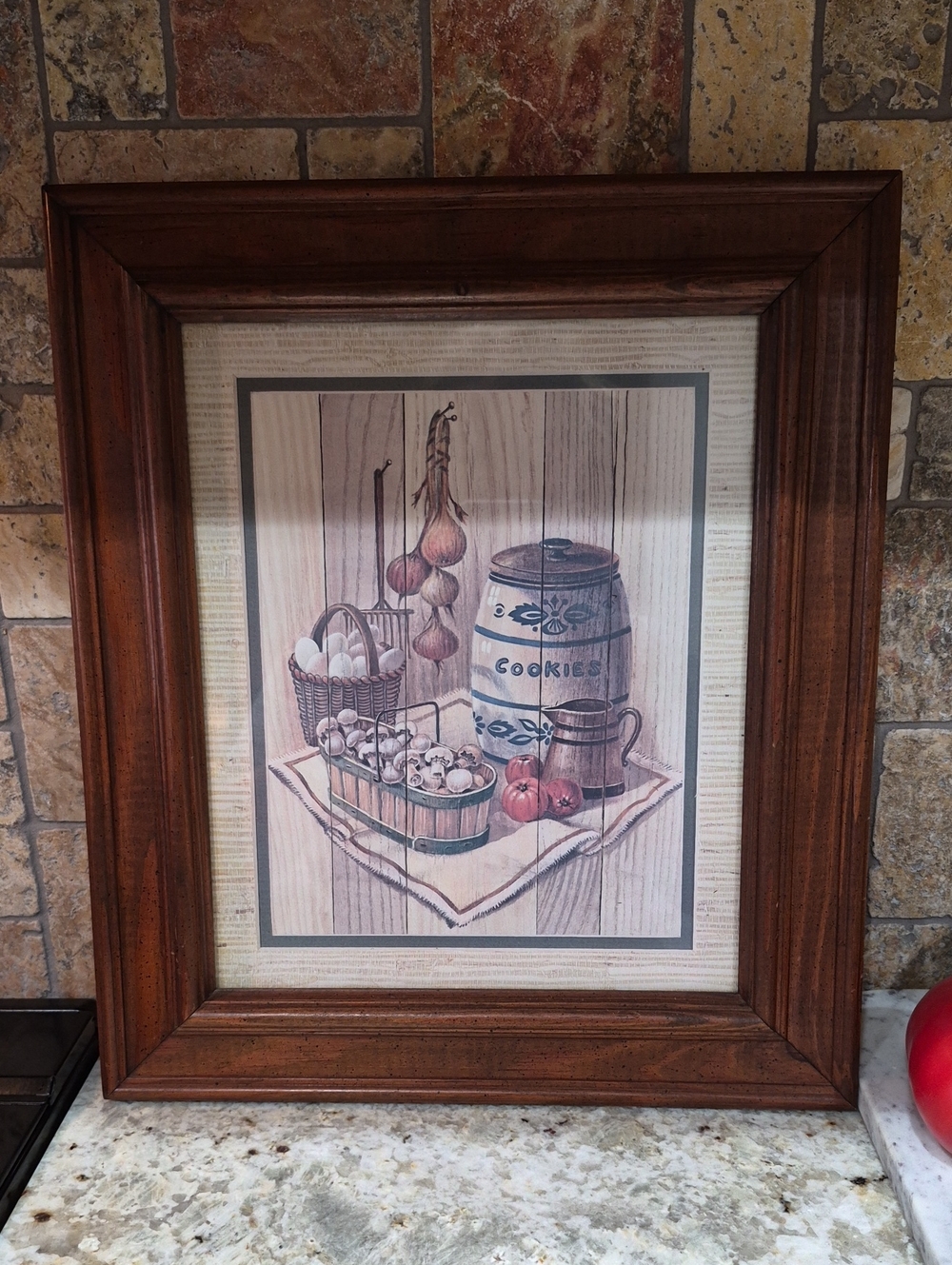 Rustic Kitchen Still Life Framed Art - Brown Wood Frame